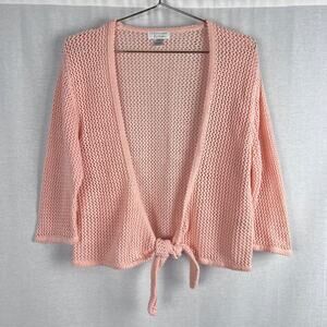Coquette Crochet Sweater Pink Tie Front Cardigan Fairy Balletcore Spring Easter